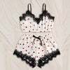 Love Heart Print Lace Satin Cami