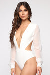 Sexy Deep V-Neck Flare Sleeve Bodysuits