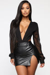 Sexy Deep V-Neck Flare Sleeve Bodysuits