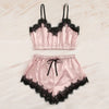 Lace Trim Satin Cami Set