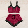 Lace Trim Satin Cami Set