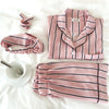 3 Piece Set Shirt+Shorts Striped+Headdress Casual Pajama Set