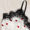 Love Heart Print Lace Satin Cami