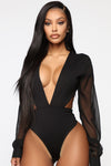 Sexy Deep V-Neck Flare Sleeve Bodysuits