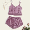 Sleeveless Lace Satin Nightwear Set